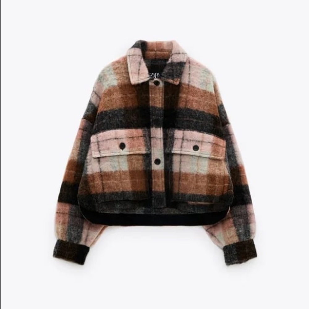 ZARA Cropped Plaid Overshirt